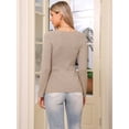 thumbnail image 3 of DARING DIVA Women's Long Sleeve Crewneck Fitted Pullover Sweaters XS Camel, 3 of 6