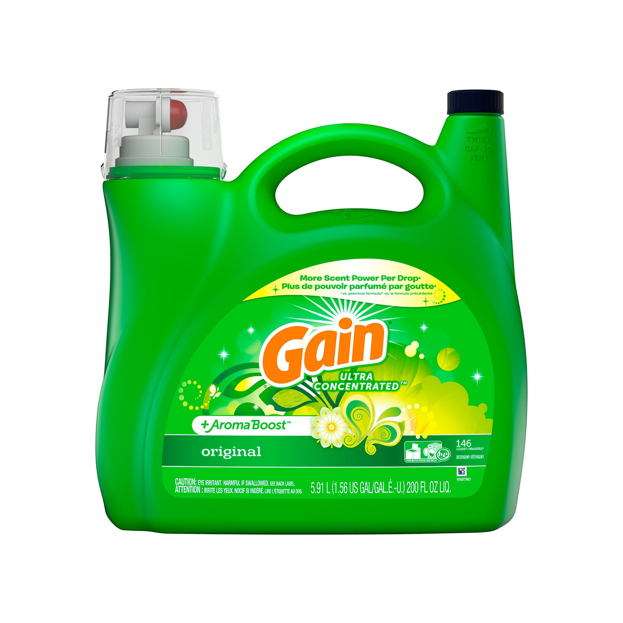 Branded Gain +AromaBoost Ultra Concentrated Liquid Laundry Detergent, Original, (146 lds, 200 oz.) Pack of 1