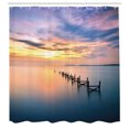 thumbnail image 3 of Ambesonne Nature Shower Curtain, Sunset Abandoned Jetty, 69"Wx84"L, Marigold Petrol Blue, 3 of 5