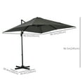 thumbnail image 3 of Outsunny 8'x8' Square Patio Hanging Offset Umbrella w/ Cross Base Grey, 3 of 10