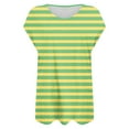 thumbnail image 6 of TKLPEHG Tops for Women Trendy Loose Casual Summer Round Neck Tshirts Short Sleeve T Shirts Lightweight Striped Print Graphic Tee Going Out Tops Blouse(Army Green,XXL), 6 of 6