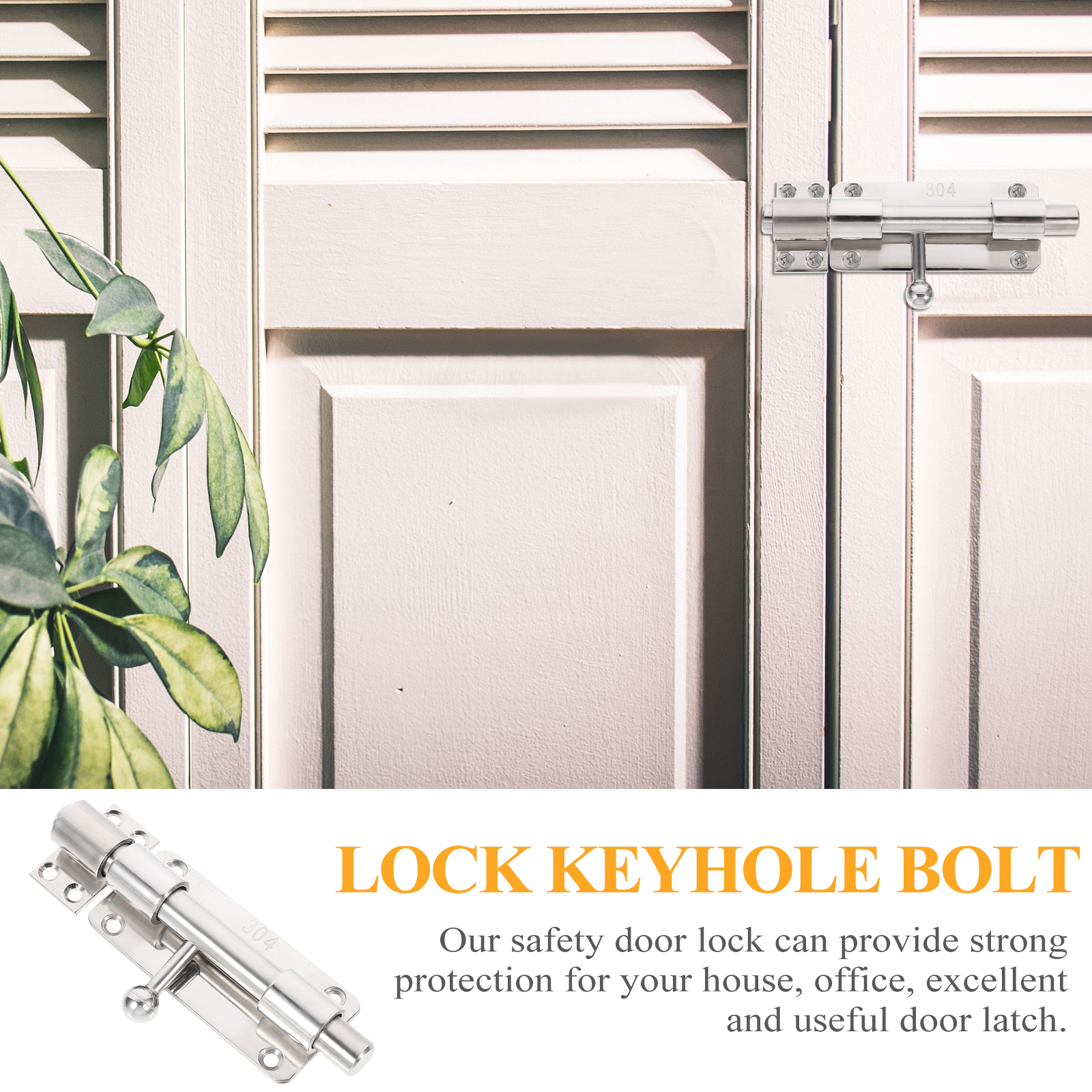 1pc Useful Home Door Lock Durable Safety Window Latch Stainless Steel Door  Lock 