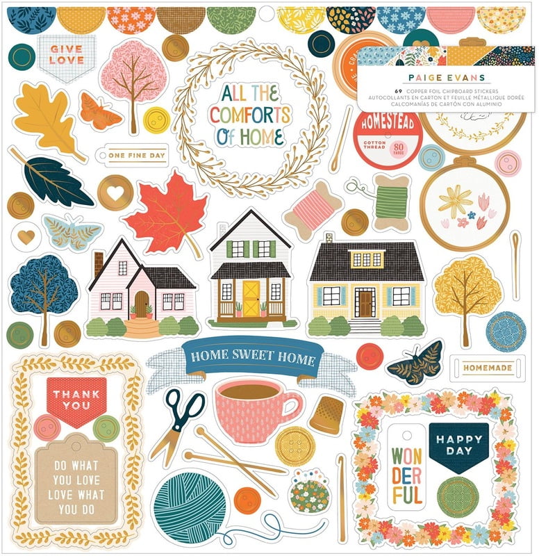 Bungalow Lane Chipboard Stickers - Paige Evans