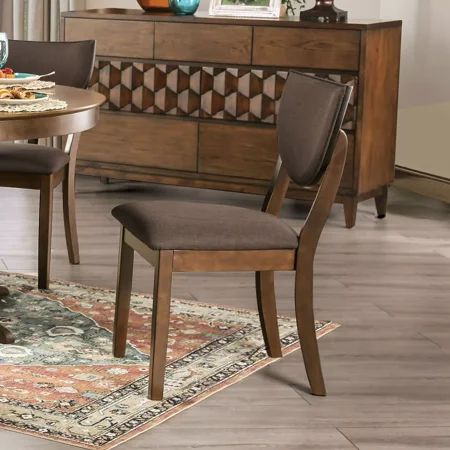Modern Dining Side Chairs 2pc Set Walnut Solid wood Dark Chocolate Fabric Seat Kitchen Dining Room
