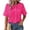 Hot Pink, variant on Womens Peter Pan Collar Short Sleeve Shirt Crinkle Texture Casual Blouse Summer Boho Solid Color Comfy Blouses