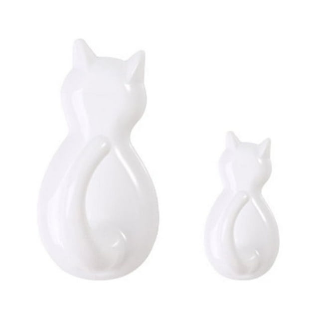 2 Pieces ABS Animal Shape Hook Punch-free Decorative Self-adhesive Cute Punch-free Replacement Simple Style Bathroom Key Hanger White
