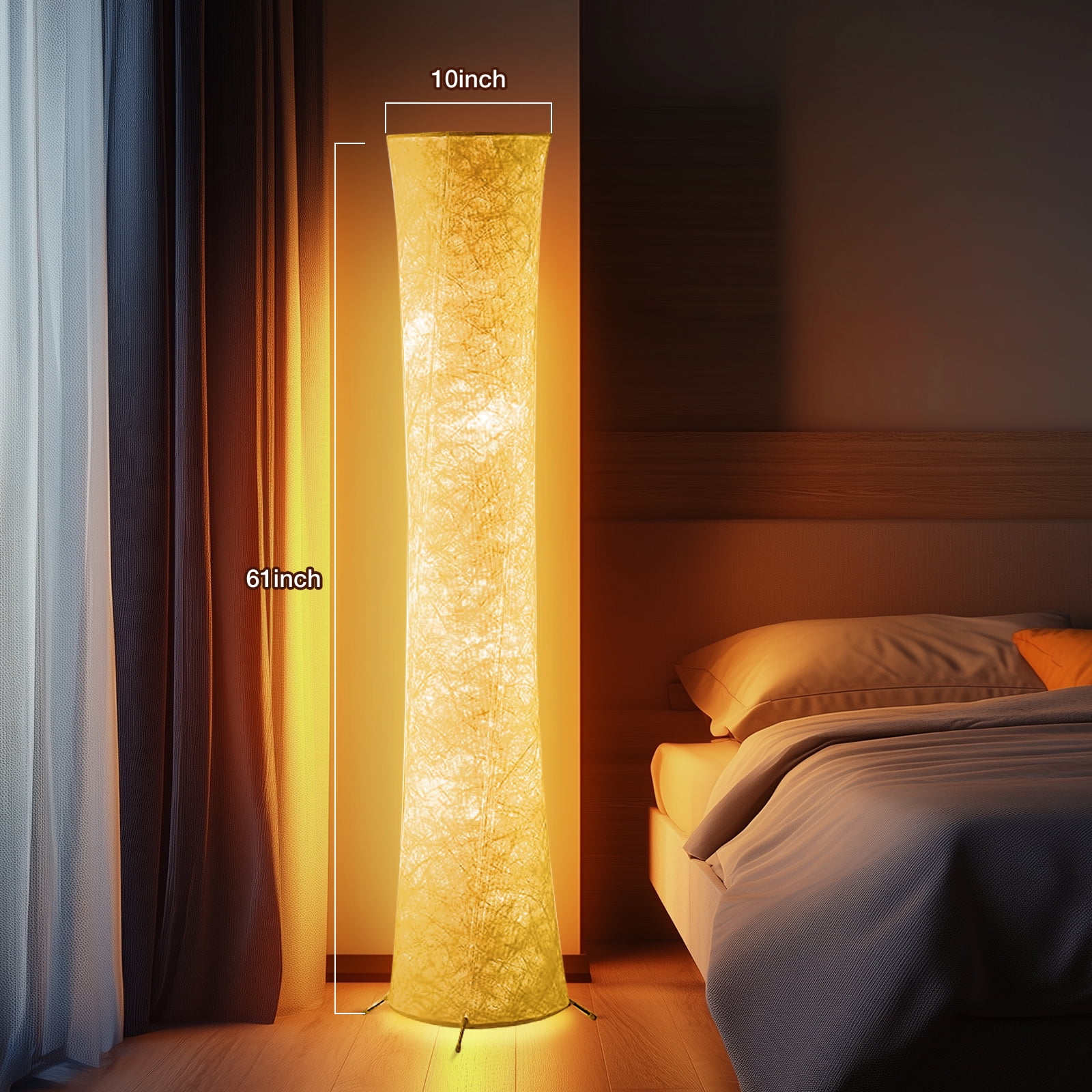 BLITZWILL Soft Light LED Floor Lamp RGB Color Changing 61'' Tall Corner Lamp ,Standing Lamp With Remote & Smart App Control, Music Sync, for Living Room Bedroom Game Room, Round