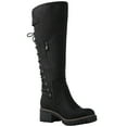 thumbnail image 3 of GLOBALWIN Women's Chunky Heel Black Lace Up Back Knee High Fashion Boots 10M, 3 of 7