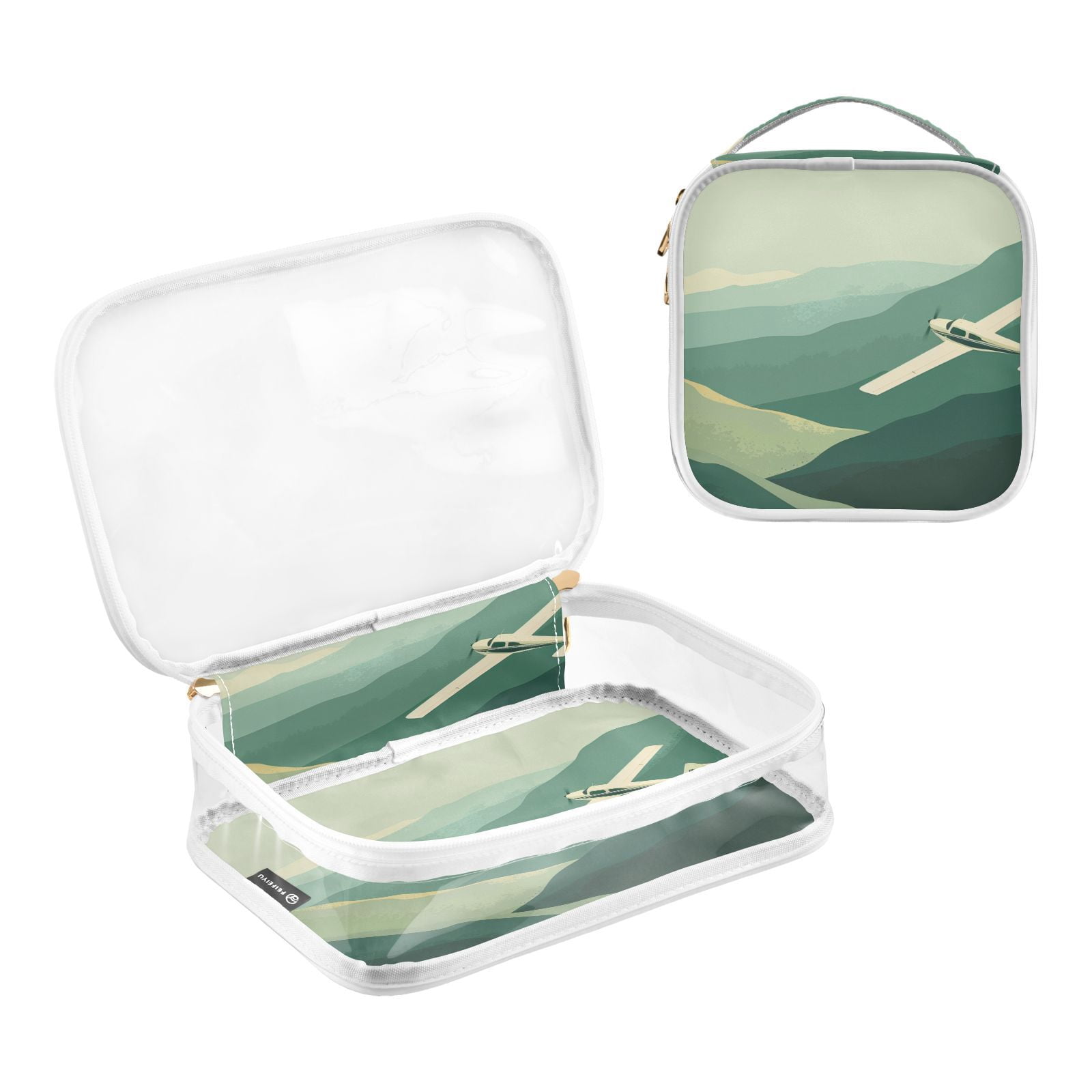 Clear Makeup Bags with Handle Large Opening 2 Pack Set Toiletry Bag Quart Size Bag, for Women Man Traveling Travel Essentials, Toiletries and Other. Valley Flying