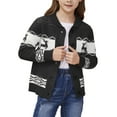 thumbnail image 5 of Fdqin Boys Christmas Sweater Cardigan Girls Reindeer Snowflake Collared Knitted Sweaters Kids Button Down Ugly Christmas Cardigans Black 9-10 Years, 5 of 11