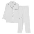 thumbnail image 4 of Women's Satin Pajama Set - Long Sleeve Button Lapel Soft Nightwear 2-Piece Set - White - L, 4 of 4
