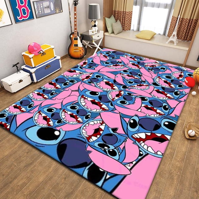 Disney Stitch print carpet children's play room Rug living room bedroom non-slip carpet Children Adult birthday gift Home Decor120x160cm(47x62 in) Gao Jinjia LED