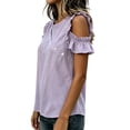 thumbnail image 6 of cocolona Summer Tops for Women Short Sleeve Crew Neck Button Asymmetrical Hem Shirts Dressy Casual Solid Color Blouses, 6 of 6