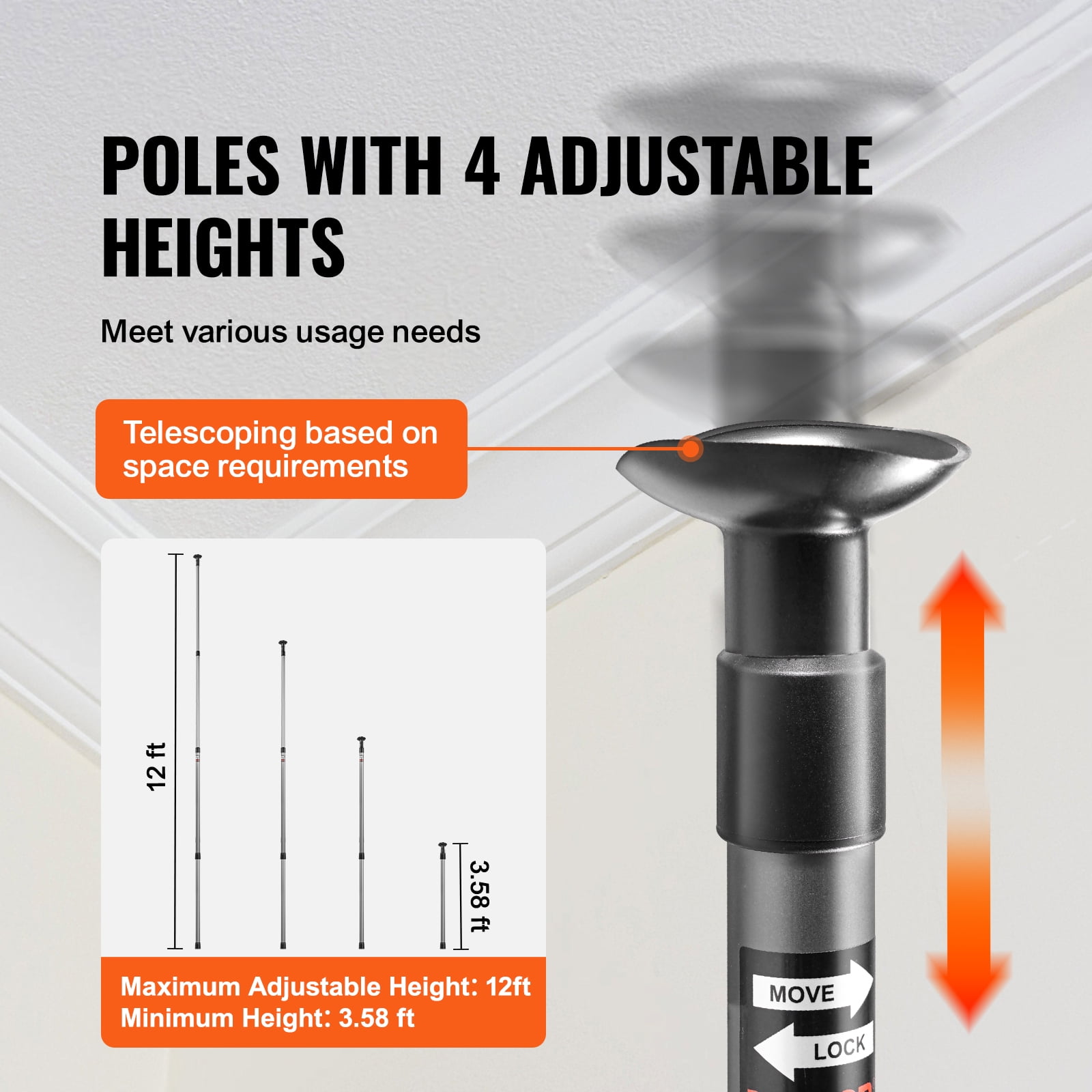 SKYSHALO 12 ft Dust Barrier with Telescoping Poles and Magnetic Zipper Plastic Film, 15.9 lbs