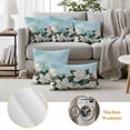 thumbnail image 6 of White Floral Pillow Covers 2 Pack Spring White Magnolia Vintage Plants Farmhouse Farm Blue Pillowcase Waterproof Outdoor Throw Pillow Cover for Patio Garden Square Cushion 16”x16”, 6 of 9