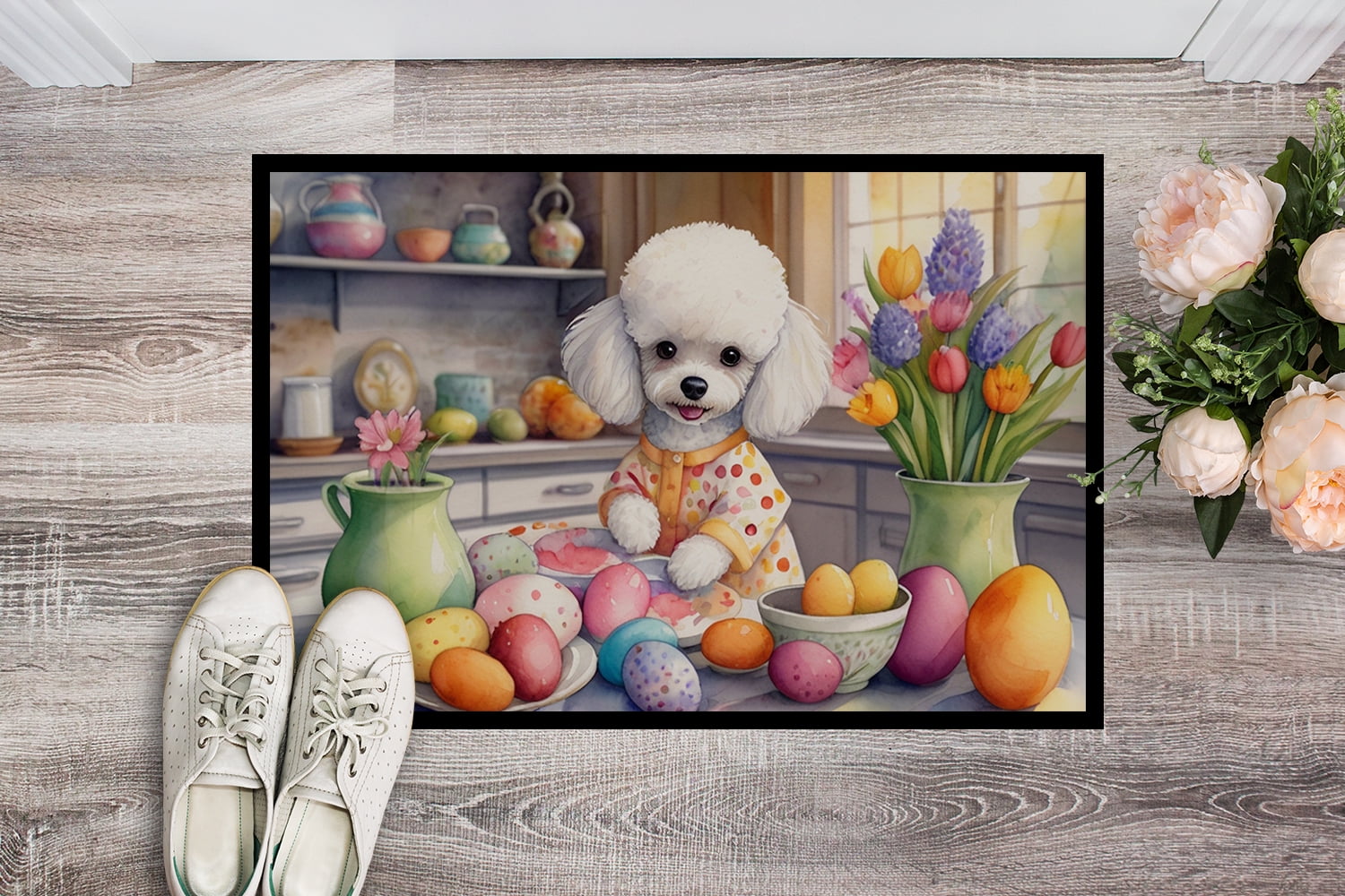 Decorating Easter White Poodle Doormat 27 in x 18 in
