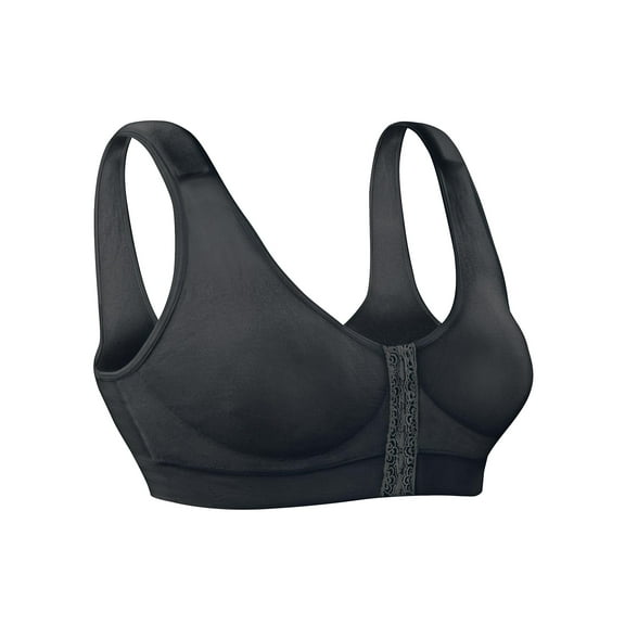 Seamless Front Hook Comfort Bra, Size 44 Black