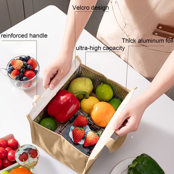Vegetable Print Polyester Insulated Lunch Bag Reusable Thermal Cooler Tote For Work And Picnic
