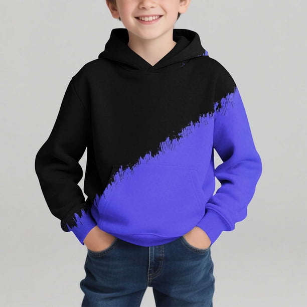 Sudadera con capucha para niño, con estampado de color, manga larga, informal, deportiva, con capucha, manga larga, sudadera con capucha, top con inserciones en los hombros, blusa de poliéster para ni