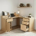 thumbnail image 2 of YINGYING  59" Modern L-Shaped Desk with Charging Station, Wooden Home Office Computer Desk with Monitor Stand, File Drawer & Removable Support Shelf for Study, Home Office, 2 of 15