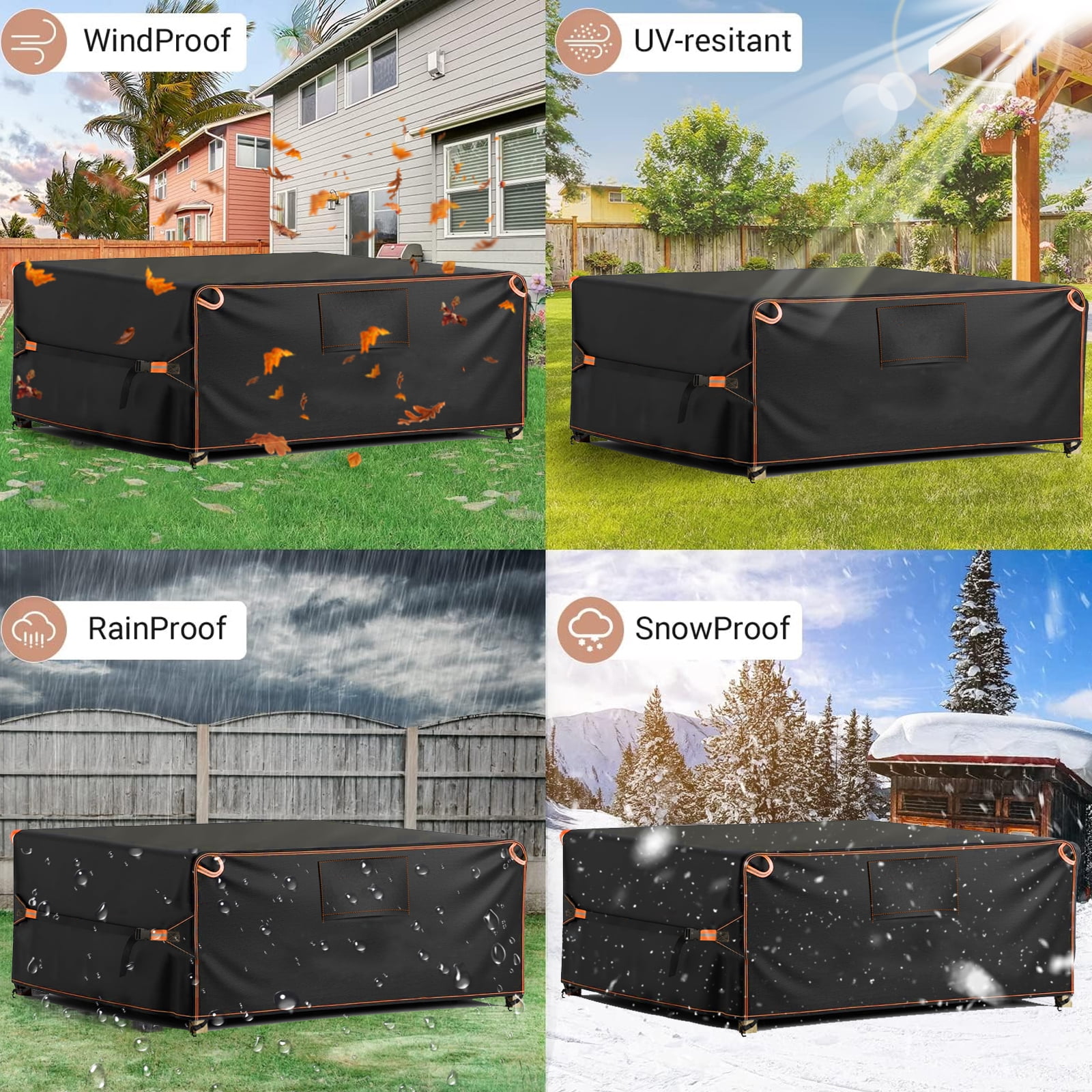 Patio Furniture Cover,600D Tough Canvas Waterproof with Air Vent Outdoor Dining Table and Chairs General Purpose Furniture Cover Size 74L x 47W x 28H inch