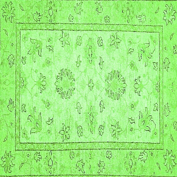 Ahgly Company Indoor Square Oriental Green Traditional Area Rugs, 3' Square
