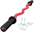 thumbnail image 1 of COZONY Barre Noire Rouge 47 Pouces avec Poignée Moletée et Acier Chromé, Capacité de 500 lb, 2 Colliers à Ressort, 1 of 9