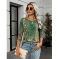 thumbnail image 3 of Camiseta Zeagoo Plant con cuello redondo y manga 3/4 para mujer, 3 of 5