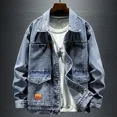 thumbnail image 2 of Chaqueta vaquera de otoño para hombre, color gris, con botones, de tela japonesa, original, de bajo coste, para exteriores, a la moda, 2 of 5