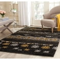 thumbnail image 3 of Contemporary Rug - Tibetan Shag Polypropylene -Black/Gold-Color:Black/Gold,Design:Contemporary,Shape:Medium Rectangle,Size:7' 6''L x 5' 1''W, 3 of 5
