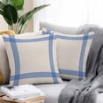 thumbnail image 2 of Blue Striped Outdoor Pillow Covers Set of 2 Simple Stripe Vintage Linen Texture Waterproof Throw Pillow Case Decorative Square Cushion Cover for Patio Couch Garden Balcony, 18"x18", 2 of 9