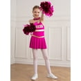 thumbnail image 3 of iiniim Kids Girls Cheerleading Performance Uniform Dance Party Dress with Pom Poms Hot Pink 10, 3 of 7