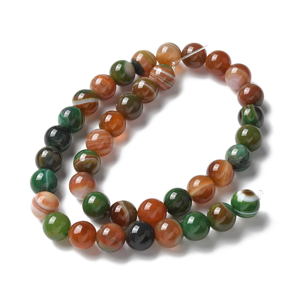 Natural Agate Beads Strands Dyed & Heated Round Green 10~10.5mm Hole: 0.7mm about 38pcs/strand 14.76''(37.5cm)