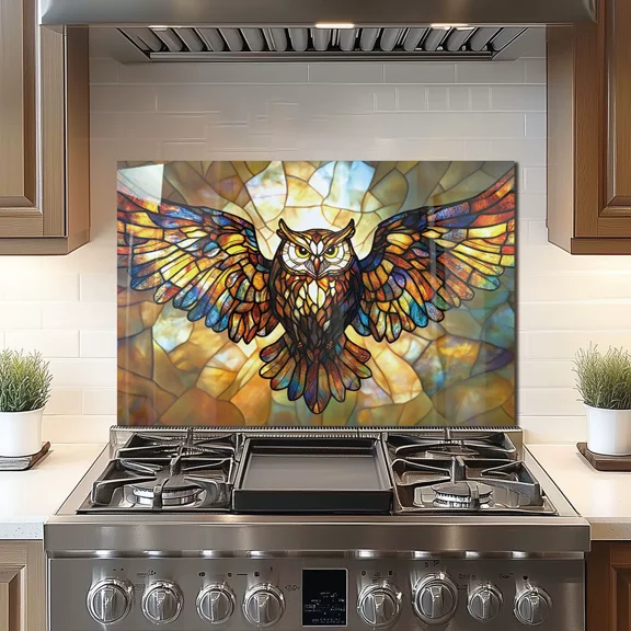 Tempered Glass Backsplash For Kitchen Behind Stove,Stove Back Top Cover,Easy to Clean Glass Splashback, Sink Cover Splash Guard,Home Kitchen Wall Decor