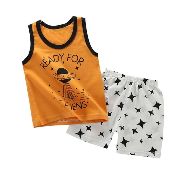 de trabajo para niños, ropa de bebé, chaleco, pantalones cortos, , Nave Espacial Naranja 65