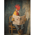 thumbnail image 1 of Rooster Newspaper Canvas Wall Art 15.75x11.81 Inches, 1 of 8