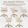 thumbnail image 5 of Westice Velvet Desk Chair, Home Office Gold Comfy Chair with Hand Woven Back, Height Adjustable Swivel Chair with Comfy Upholster for Makeup Vanity Living Room Bedroom, Beige, 5 of 9