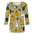 thumbnail image 4 of Enjoytime Plus Size Womens Clothing Halloween Printed 3/4 Sleeve Top Casual Round Neck Cute Blouses Gothic Graphic Loose Shirts, 4 of 5