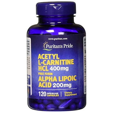 Puritan's Pride Acetyl L-Carnitine Free Form 400 mg with Alpha Lipoic Acid 200 mg - 120 Caps