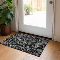 Addison Rugs Chantille Indoor/Outdoor Transitional Paisley Black Washable Rectangle Rug, 1'8" x 2'6"
