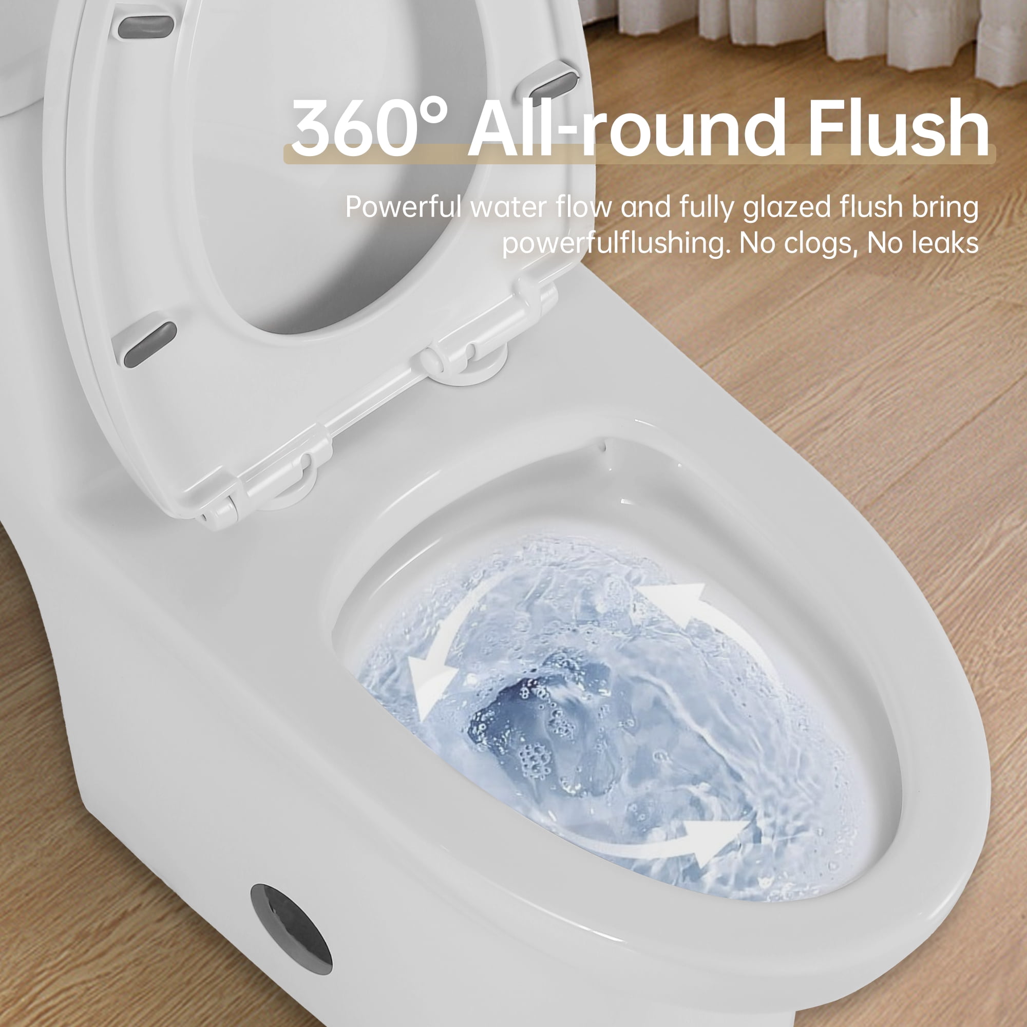 Trumanpick Elongated One-Piece Toilet, 17" ADA Comfort Height Seat, Dual Flush 1.1/1.6 GPF, 12" Rough-in, Bathroom High Efficiency Toilet