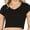 BLACK, variant on Women's Casual Slim Fit Short Sleeve V- Neck Basic Crop Top T Shirts
