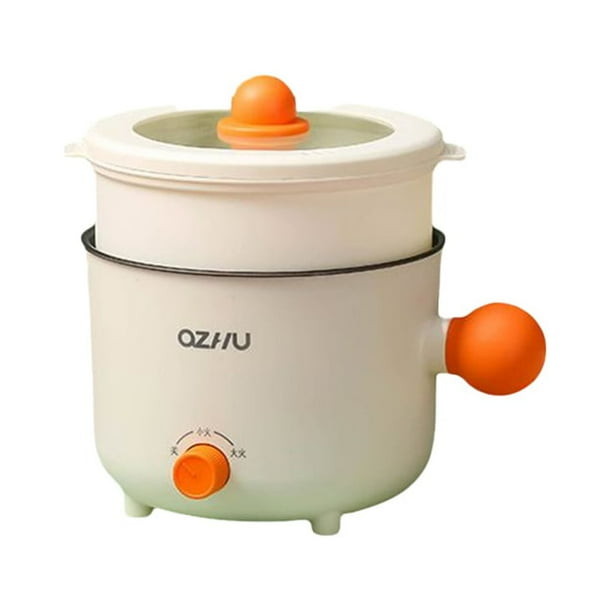 Moyic Olla eléctrica antiadherente para hervir, olla de enjuague portátil para el hogar, dormitorio, comedor, Bar, utensilios de cocina Electrodomésticos Rejilla de vapor blanca