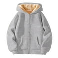 thumbnail image 2 of Boys and Girls Plush Fleece Lined Zip Up Hoodies Cozy Lining Sweatshirts Soft & Warm Jacket 6-12 Months 12-24 Months 2T 3T 4T 5T 6T 7T 8T 9T Children(Grey,10-11 Years), 2 of 5