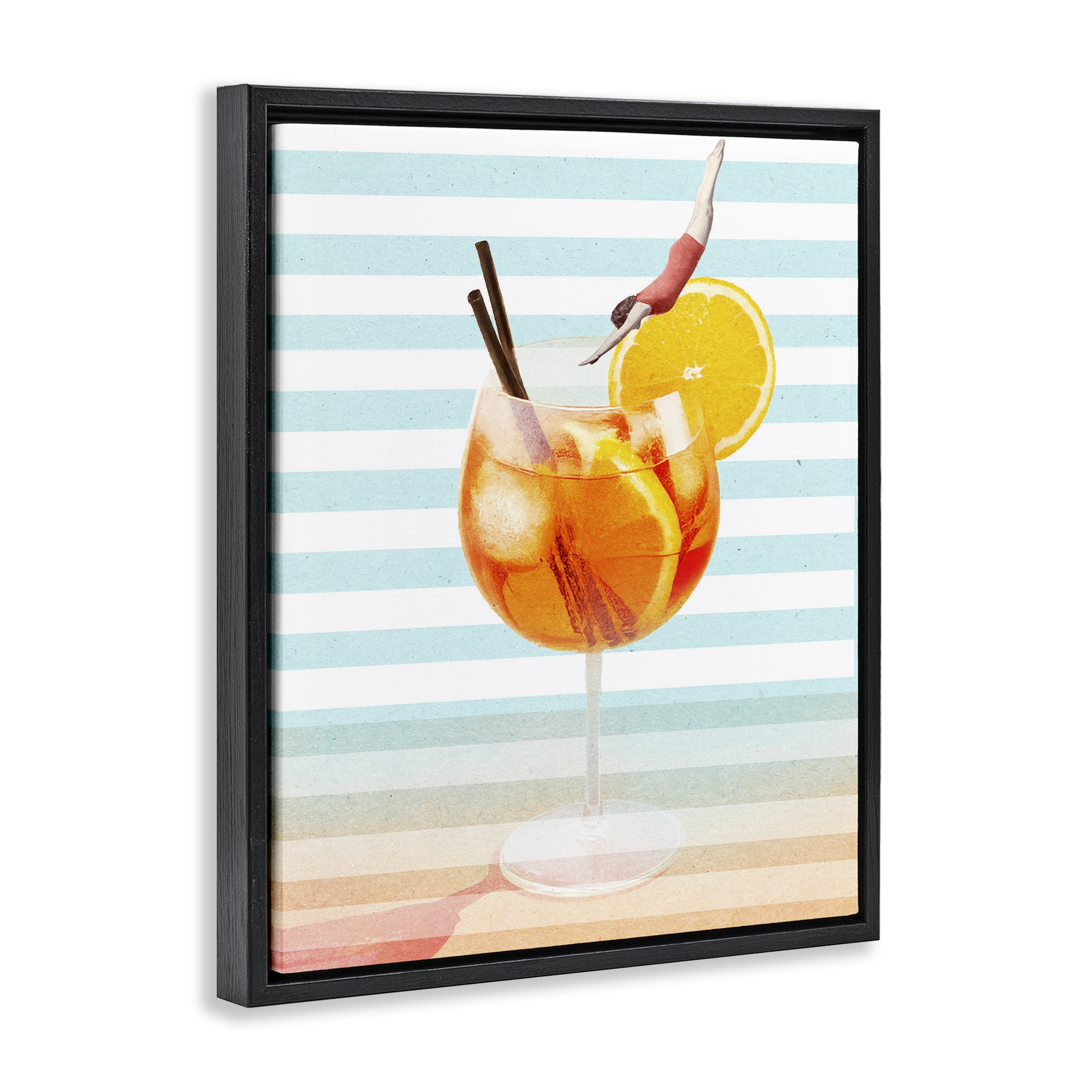 Spritz Cocktail Dive Black Framed Floater Canvas Wall Art, design by Lil' Rue