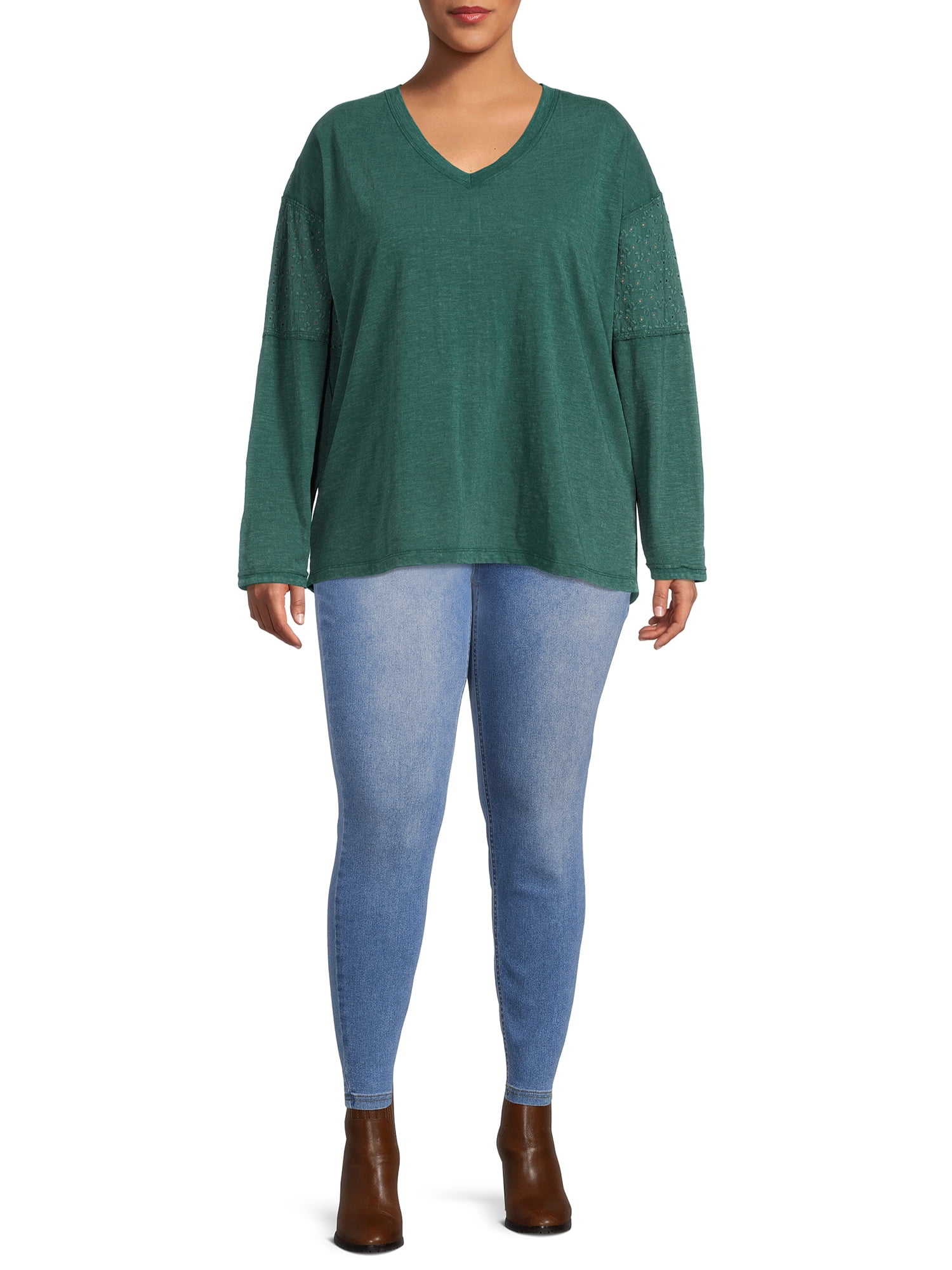 Terra & Sky Women's Plus Size Pull On Jegging Jeans, 2-pack, 28” Inseam 