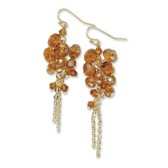 Gold-tone Dark Colorado Glass Beads Dangle Earrings BF757