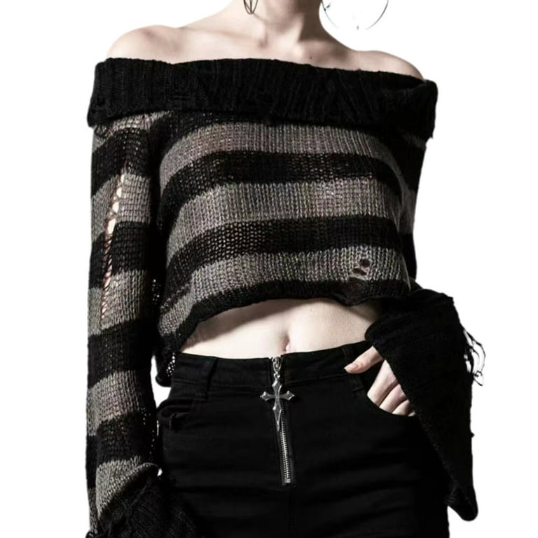 Drop shoulder crop frayed sweater outlet