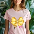thumbnail image 5 of Yellow Pencil Bow Teacher Shirt – Cute Minimalist Teacher Gift Tee, Navy, Size XL, 5 of 6