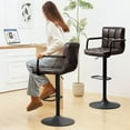 thumbnail image 6 of Furniliving Adjustable Swivel Bar Stools Counter Height Stool with Low-Back Kitchen Counter Stools Set of 2,Black Brown, 6 of 10